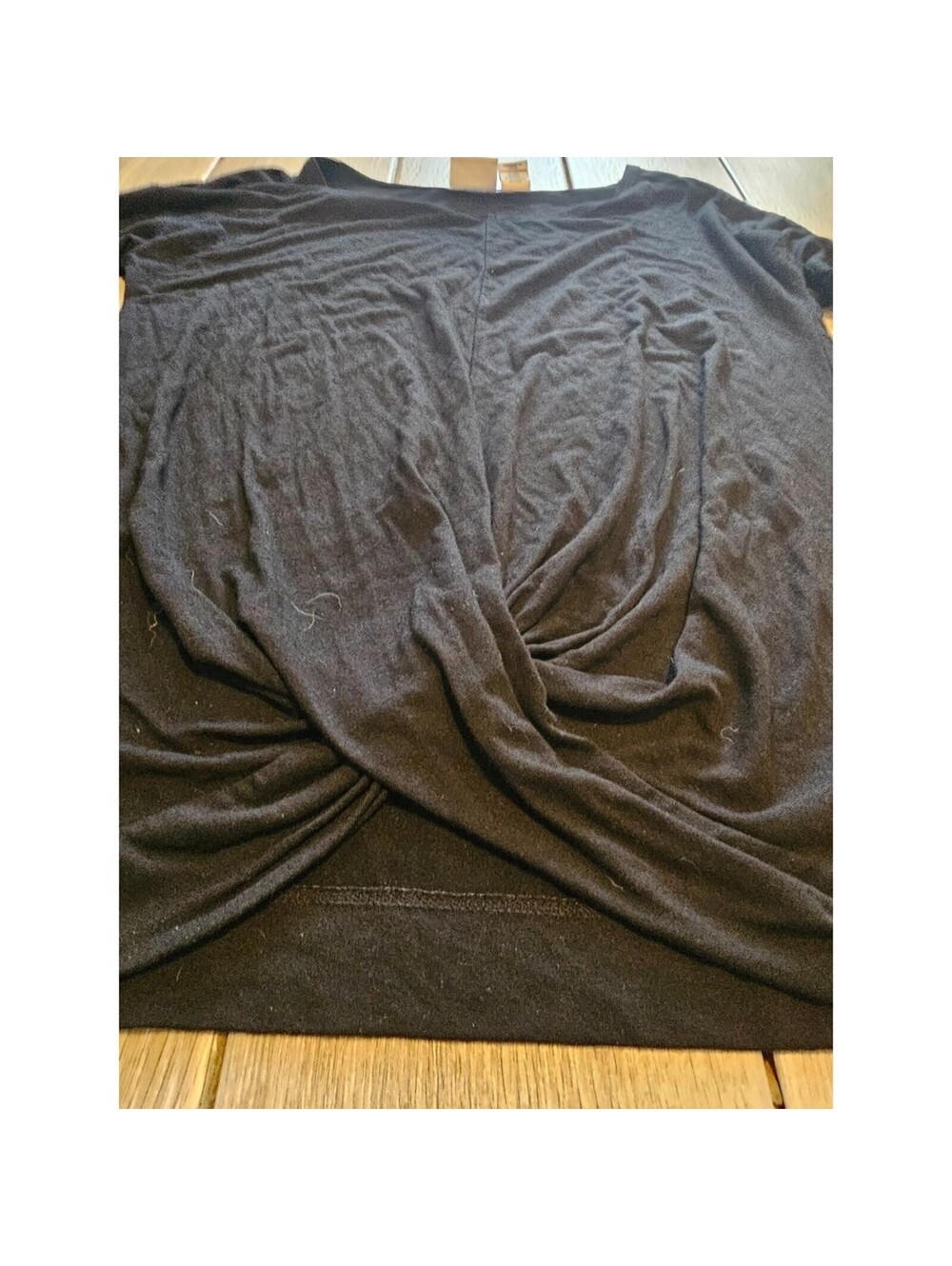 Antibes Blanc Twist Front Top Womens Small Black 3 4 Sleeve Knit